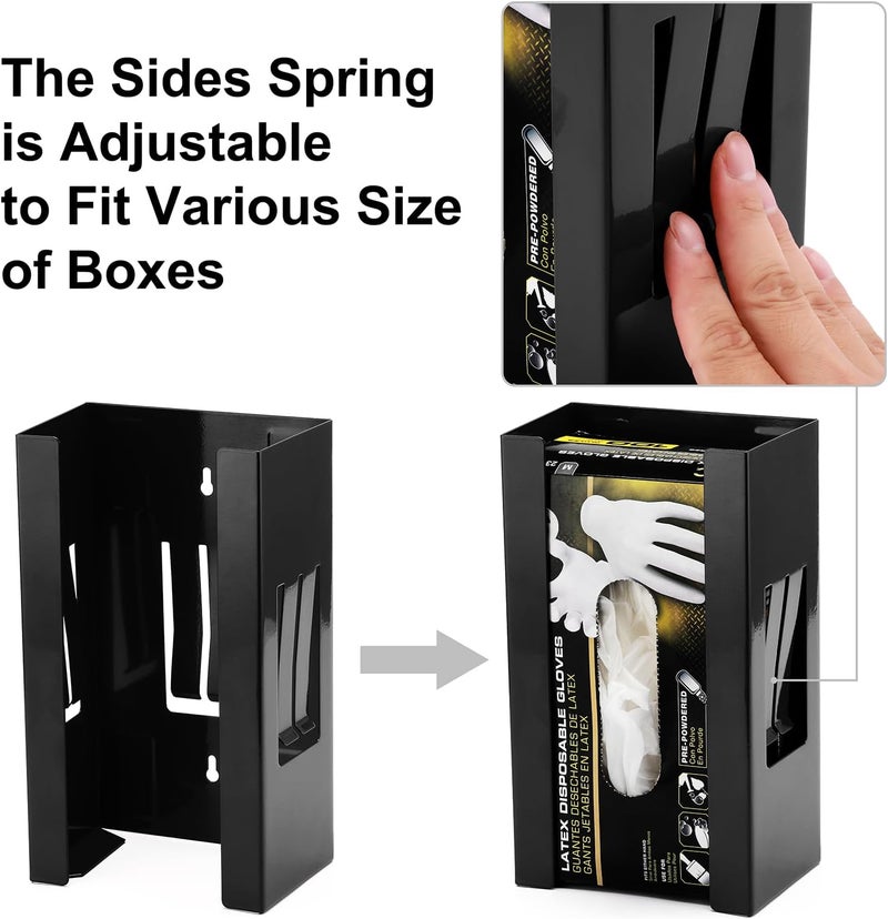Mayouko Magnetic Glove Dispenser Holder, Glove Box Holder Wall Mount for Tissues, Black, 2PCS - Image 3